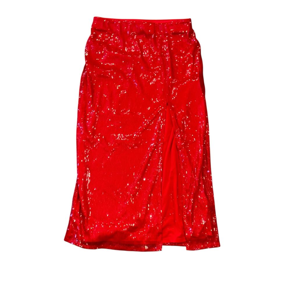 A New Day Sequin Midi Red Skirt Women’s M Dressy Wedding Guest Prom Date Night - Picture 3 of 9